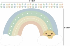 Adesivo de Parede Arco Iris Sol Nuvens e Estrelas - loja online