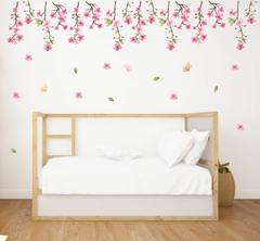 Adesivo de Parede Folhagens Verdes e Flores Boho Jardim na internet
