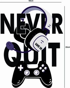 Adesivo Parede Gamer Decoração Games Never Quit - comprar online