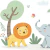 Adesivo Parede Infantil Safari Floresta Breço Girafa Leão - Papel de Parede e Adesivos Decorativos Colakoala