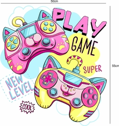 Adesivo Parede Infantil Controle Gamer Meninas Games Rosa - comprar online