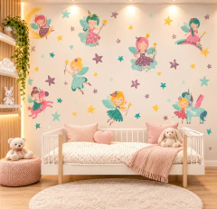 Adesivo de Parede Infantil Fadinhas e Estrelas - comprar online