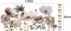 Adesivo de Parede Florais Jardim Aquarela e Borboletas - comprar online