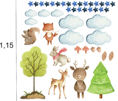 Adesivo De Parede Floresta Animais Aquarela - comprar online