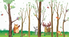Papel de Parede Floresta e Animais Cute - comprar online