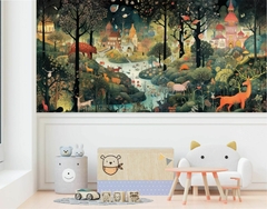 Papel de Parede Painel Floresta Noturna Fantasia