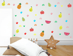 Adesivo De Parede Frutas Rostinhos Cartoons