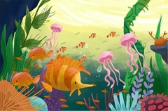 Papel de Parede Infantil Aquário Fundo do Mar - comprar online