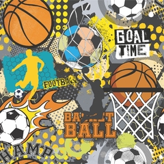 Papel de Parede Bolas de Futebol e Basquete - comprar online