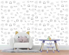 Papel de Parede Infantil Bolas Game Skate