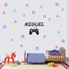 Adesivo de Parede Game Controle Nome Elementos