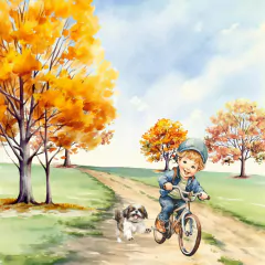 Papel de Parede Infantil Menino Bicicleta e Cachorrinho - comprar online