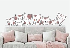 Adesivo de Parede Cabeceira Gatinhos Rosa