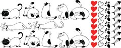 Adesivo de Parede Gatinhos Corações