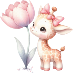 Adesivo de Parede Girafinha Floral e Nome - comprar online