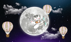 Papel de Parede Lua Cheia e Ursinhos Aviadores