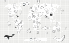 Papel de Parede Mapa Mundi Atlas Fauna dos Países - comprar online
