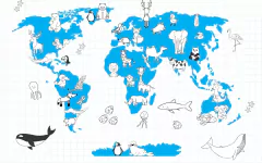 Papel de Parede Mapa Mundi Atlas Fauna dos Países - Papel de Parede e Adesivos Decorativos Colakoala