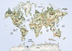 Papel de Parede Mapa Mundi Aquarela - comprar online