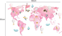 Adesivo Decorativo Infantil Mapa Mundi Atlas - comprar online