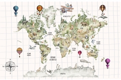 Papel de Parede Mapa Mundi e Balões - comprar online