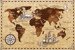 Papel de Parede Mapa Mundi Retrô - comprar online