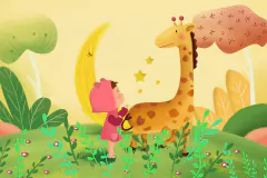 Papel de Parede Infantil Menina e Girafa - comprar online