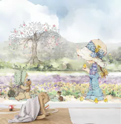 Papel de Parede Sarah Key Meninas no Piquenique