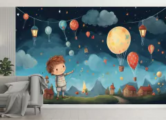 Papel de Parede Menino e balões