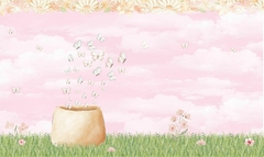 Papel de Parede Jardim Flores e Borboletas com Nome