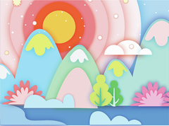 Papel de Parede Infantil Montanhas Coloridas - comprar online