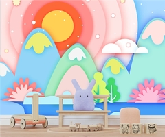 Papel de Parede Infantil Montanhas Coloridas