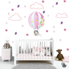 Adesivo Decorativo Panda Voando no Balão