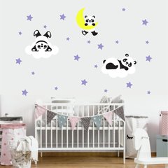Adesivo De Parede Panda e Nuvens Lua Estrelas