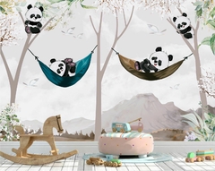 Papel de Parede Infantil Pandinhas na Rede