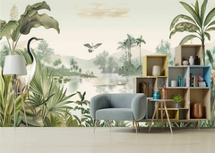 Papel de Parede Natureza Aves e Rio