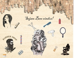 Papel de Parede Para Barbearia e Salão Retrô - comprar online