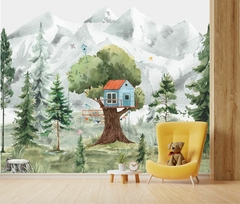 Papel de Parede Floresta e Casa da Árvore
