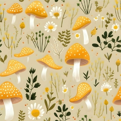 Papel de Parede Cogumelos Amarelos - comprar online