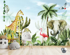 Papel de Parede Safari Aquarela