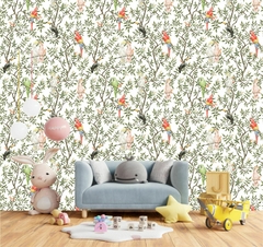 Papel de Parede Pássaros Araras e Folhagens