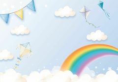 Papel de Parede Pipas e Arco Iris Céu Azul