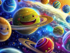 Papel de Parede Planetas Sorrindo Espaço - comprar online