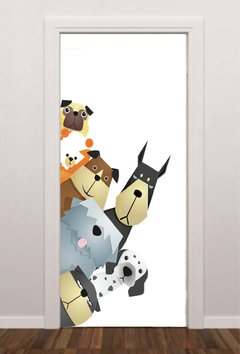 Adesivo Decorativo para Porta Cachorrinhos