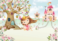Papel de Parede Princesa no Balanço e Castelo - comprar online