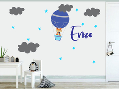 Adesivo de Parede Raposa no Balão e nome Personalizado