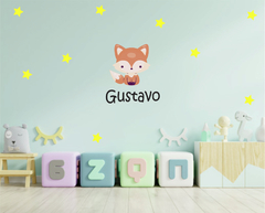 Adesivo De Parede Raposa Estrelas e Nome