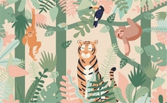 Papel de Parede Infantil Safari Tigre Cute - comprar online