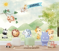 Papel de Parede Infantil Safari Cute Baby