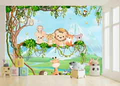 Papel de Parede Safari Cute na Árvore
